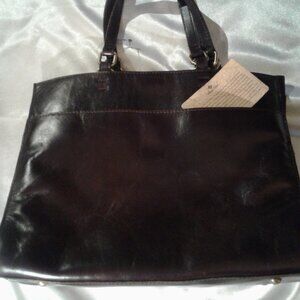 Lovely PATRICIA NASH Black Leather "Lucinda" Tote - "CHOCOLATE"